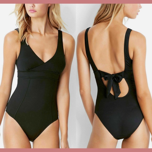 NWT $152 Seafolly Black Wrap Front One Piece Swimsuit‎ [ SZ 4 US ] - Picture 1 of 8